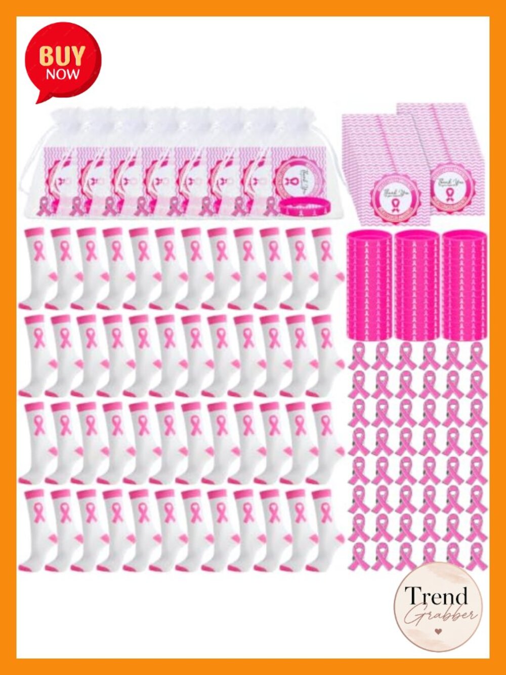 Breast Cancer Awareness Socks Gift Set 48 Pairs Cotton Blend